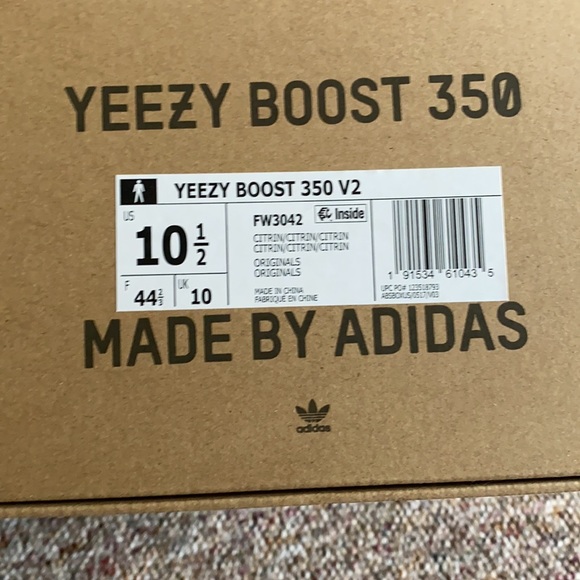 Adidas Yeezy Boost 350 V2 Citrin Non-Reflective 10.5 Brand New in Box with Tags - Picture 7 of 7